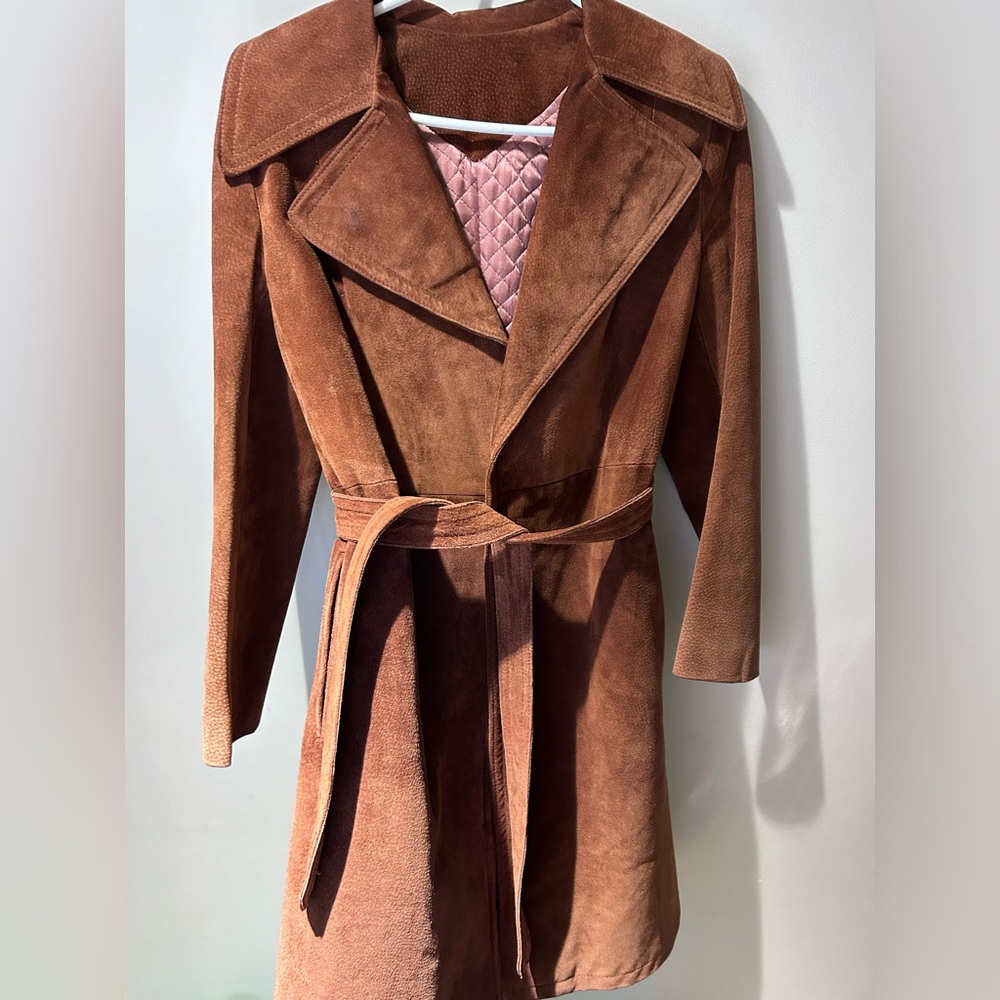 1970s Suede Wrap Coat - Picture 1 of 10